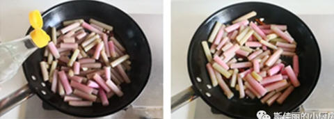 色泽粉红，质地偏软的酸辣炒芡实梗特好吃