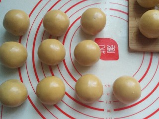 蔓越莓绿豆馅月饼(内附馅料做法),依次包好所有的月饼面团;
