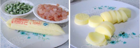 豌豆虾仁烩豆腐的做法的做法步骤1