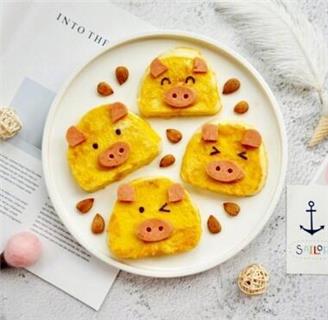 超萌造型的黄金小猪馒头片，剩馒头的花样吃法