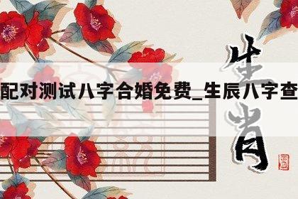 婚姻配对测试八字合婚免费_生辰八字查询免费