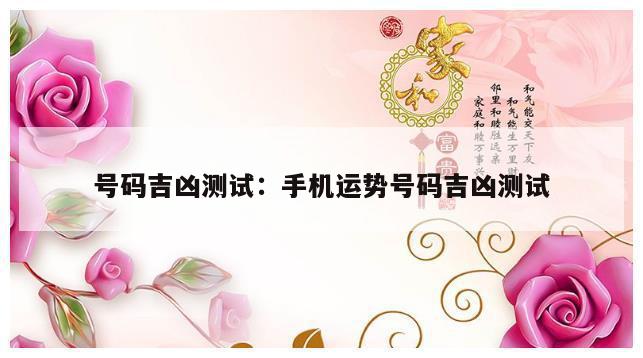 号码吉凶测试：手机运势号码吉凶测试