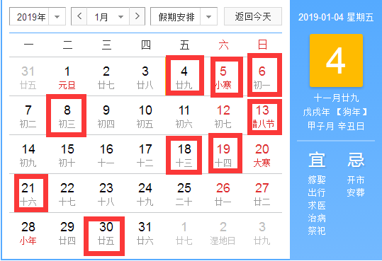 2019年12月黄道吉日一览表，2019年12月黄道吉日